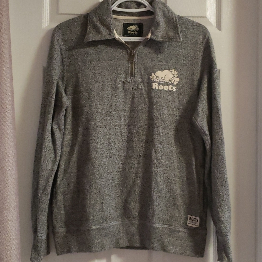 Roots 1/4 zip salt and pepper Pullover